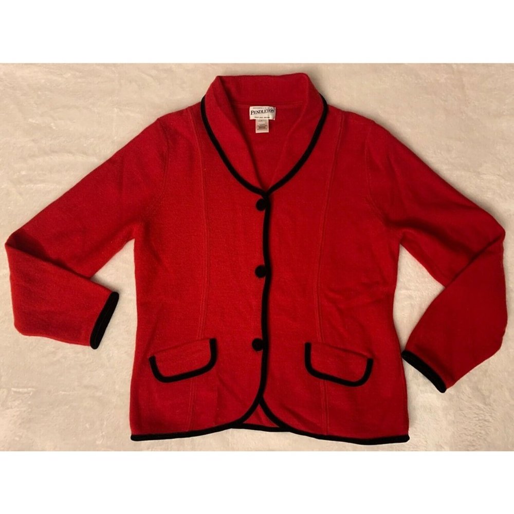 Vintage Pendleton Womens Cardigan Sweater Sz L Red